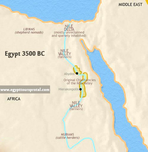 Ancient Egypt Map 3500 BCE - Egypt Tours Portal