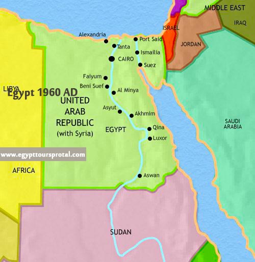 Egypt Map 1960 AD - Egypt Tours Portal