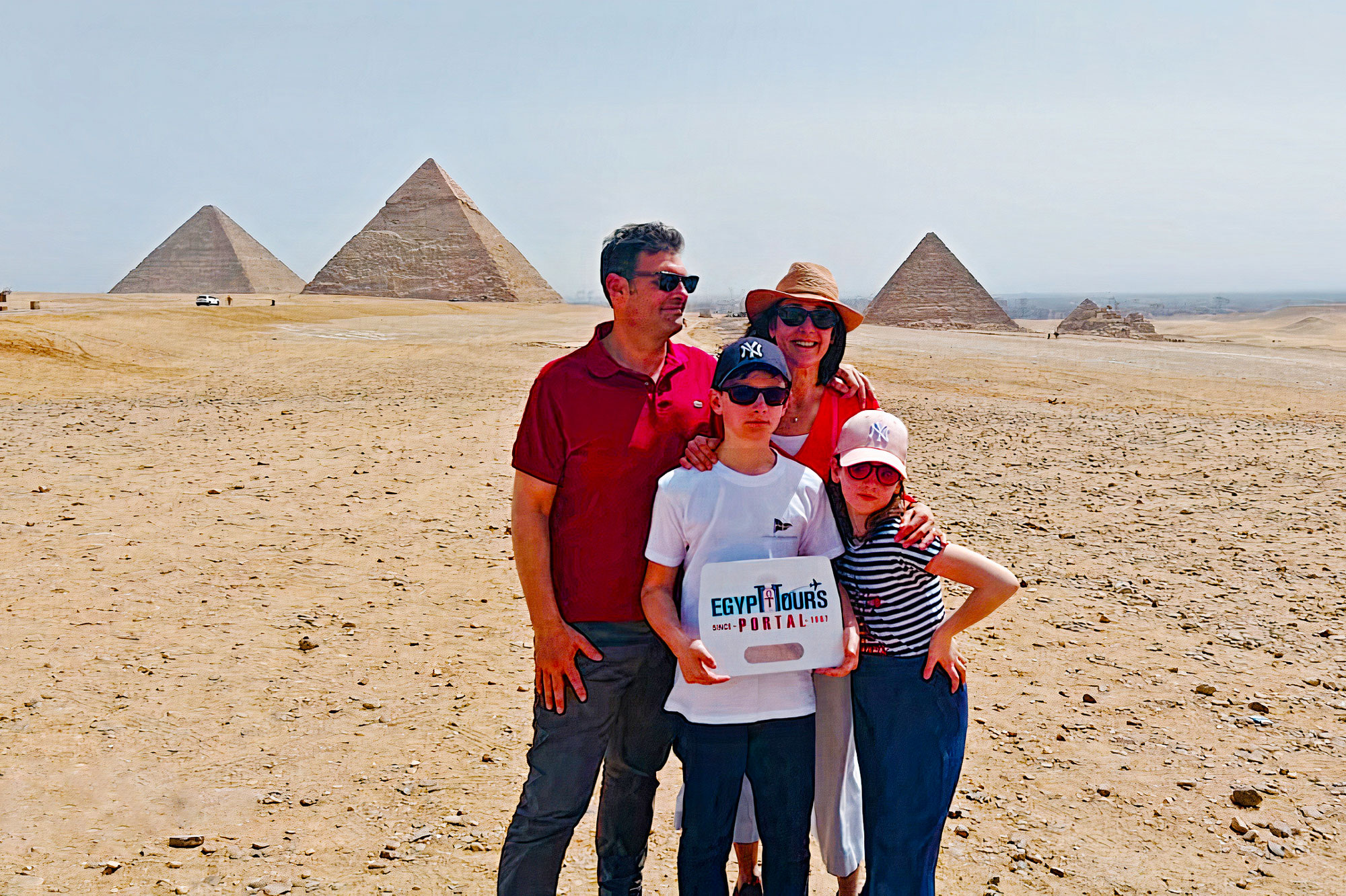 Egypt Tours Portal Family Customers at Giza Pyramids
