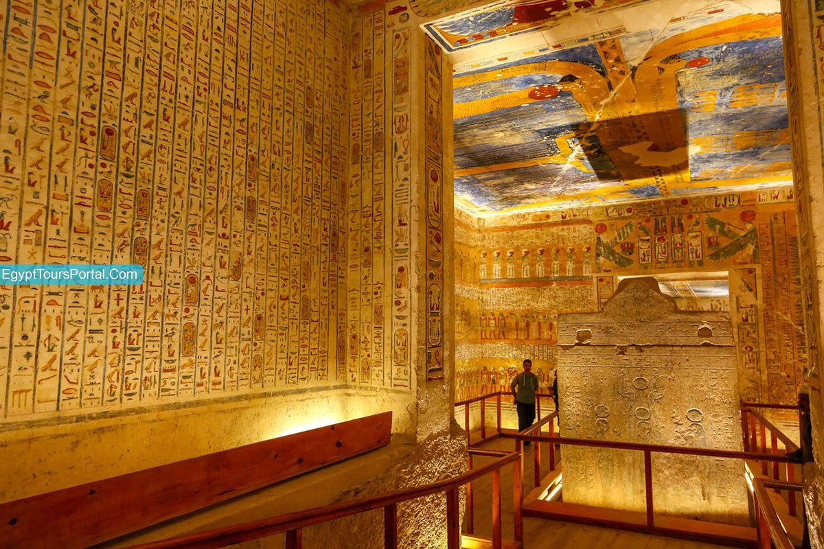Hieroglyphics Inside the Tomb of Ramses IV - Egypt Tours Portal