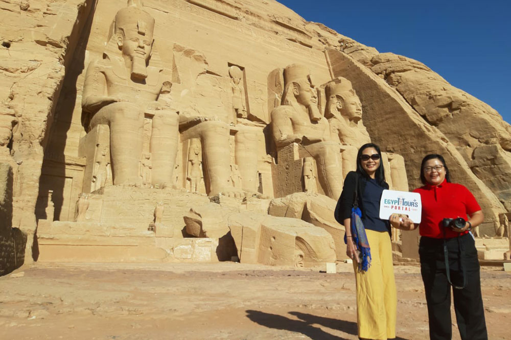 Two Women Enjoying Their Tour at Abu Simbel With Egypt Tours Portal