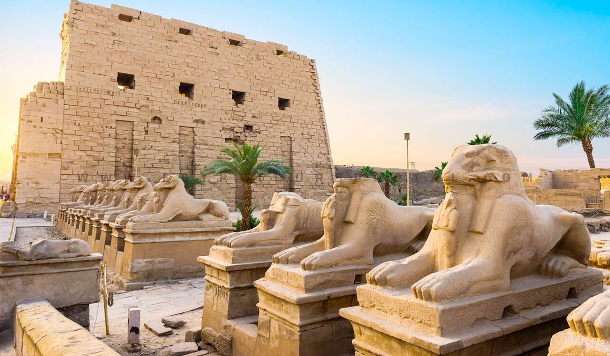 Avenue of Ram-headed Sphinxes and the Wall of Karnak Temple - Ancient Egyptian Architecture - Egypt Tours Porta