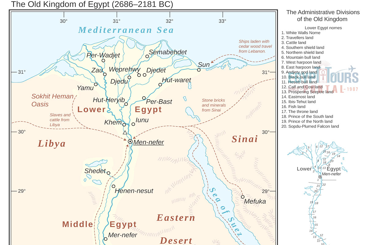 Map of the Old Kingdom of Egypt - Egypt Tours Portal